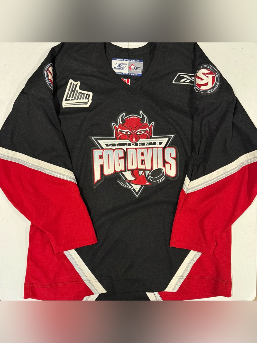Vintage Y2K Reebok QMJHL St Johns Fog Devils CHL Hockey Jersey size XL
